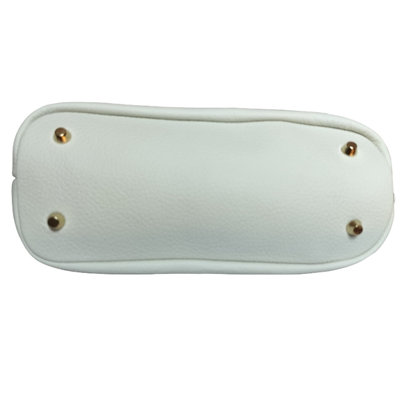 Valentina White and Tan Genuine Italian Leather Shoulder Bag NWT - Picture 5 of 8